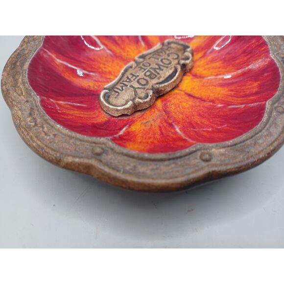 Treasure Craft USA Cowboy Hall of Fame Fire Flame Red Orange Trinket Ring Dish - Picture 11 of 12